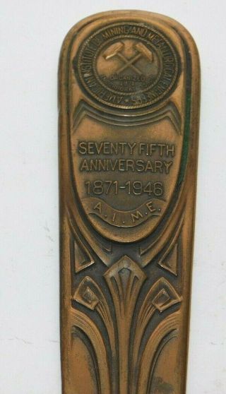 Vintage A.  I.  M.  E Institute of Mining 75th Anniversary Letter Opener 2