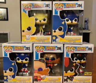 Funko Pop Sonic The Hedgehog Set Of 5 Sonic Dr.  Eggman Shadow W/ Chao Exclusives