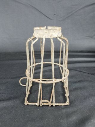 Antique Industrial Lamp Guard Square Cage O C White Era Work Light Factory