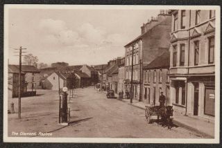 1930 Ireland Raphoe The Diamond County Donegal Postcard Street View Horse & Cart