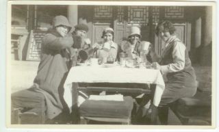 1930s China Chinese Missionaries Having Tea Photo - Likely Near Peking