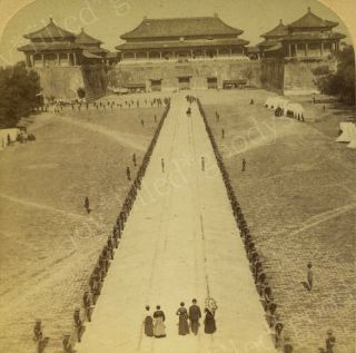 Chinese Boxer Rebellion Us 9th Infantry Lined Before Sacred Gate Peking China