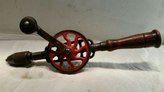 Vintage Millers Falls No.  2 Egg Beater 3 - Jaw Chuck Hand Drill W/bits In Handle