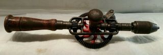 Vintage Millers Falls No.  2 Egg Beater 3 - Jaw Chuck Hand Drill w/Bits in Handle 3