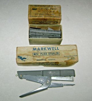 Vintage C.  1951 Markwell Mp4 Plier Stapler With Staples