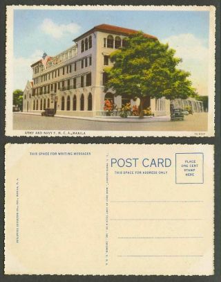 Philippines Old Postcard Manila,  Army And Navy Y.  M.  C.  A.  Ymca,  Street Scene,  Cars