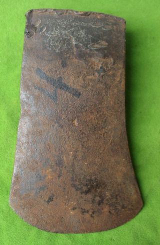 Vintage " Hand Made " C & H Co Single Bit Axe Head Marked With A 4