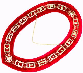 Masonic Regalia Master Mason Golden Metal Chain Collar Red Backing Dmr - 400gr