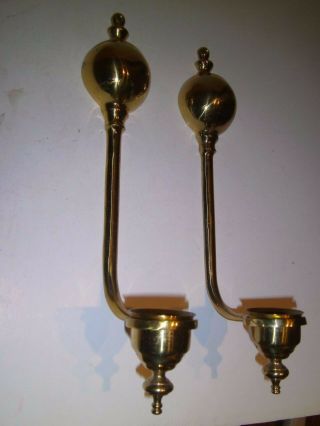Vtg Brass Wall Sconce Candle Holder Pair Removable Candle Cup Classic Design