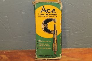 Vintage Ace Henry L.  Hanson Ace 1 Inch Micrometer Worcester,  Ma