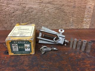 Vintage Stanley No.  59 Doweling Jig W/box & 6 Guides - Britain,  Cn Usa