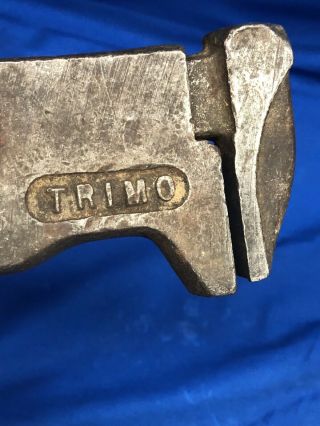 Antique 12” TRIMO Adjustable All Steel Monkey Wrench USA 3