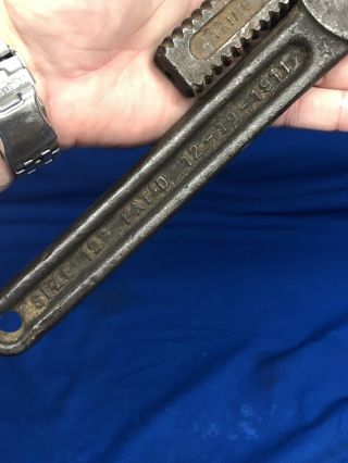 Antique 12” TRIMO Adjustable All Steel Monkey Wrench USA 4