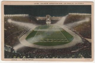1932 Los Angeles Olympics Coliseum Pc Postcard California Harpo Marx Olympiad