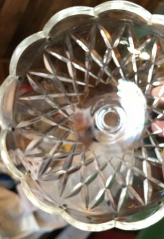 1 Vintage 6”pressed Glass Round Lamp Prism Chandelier Bobeche 12 Pins 4”high