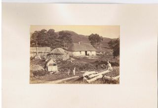 Mounted Albumen Photograph - Highland Cottage In Lochaber,  Scotland