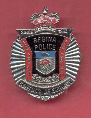 Rare Regina Saskatchewan - Police - Cap / Hat Badge - 1992 Canadian