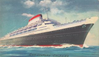 Postcard Ship Ss Cristifirio Colombo Italian Line