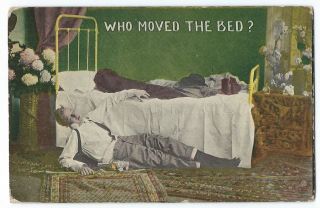 Vintage Postcard Who Moved The Bed?,  Posted 1913