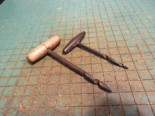 Antique Vintage Gimlet Hand Auger Drill Bits 1/4 " And 3/16 " Cabinetmaker Tools