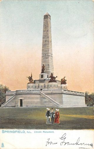 C22 - 3293,  Lincoln Monument,  Springfield Il.  Postcard.