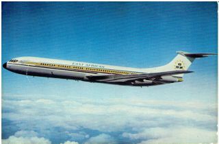 Postcard East African Airways - Bac Vickers Vc10 (airline Issue)