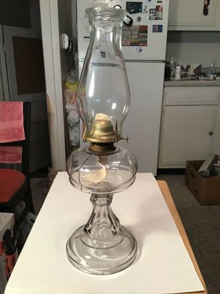 Vintage Oil Lamp Eagle P & A Mfg.  Co.  Thomaston,  Conn.  Clear Glass - Eagle Burner