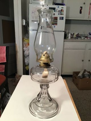 Vintage Oil Lamp Eagle P & A Mfg.  Co.  Thomaston,  Conn.  Clear Glass - Eagle Burner 2