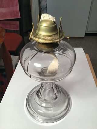 Vintage Oil Lamp Eagle P & A Mfg.  Co.  Thomaston,  Conn.  Clear Glass - Eagle Burner 3