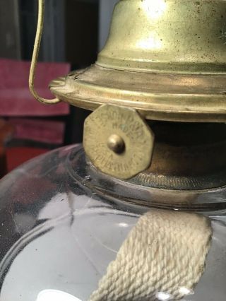 Vintage Oil Lamp Eagle P & A Mfg.  Co.  Thomaston,  Conn.  Clear Glass - Eagle Burner 4