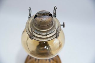 Antique Amber Oil Lamp Queen Anne Burner Kerosene Vintage No Shade