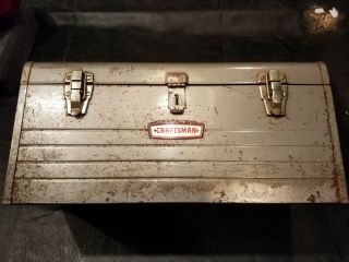 70 ' s Vintage Craftsman ' Crown - logo ' 6512 toolbox w.  carry tray. 3
