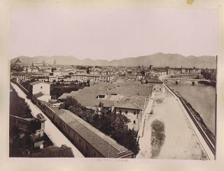 Italy View Of The City Of Pisa - Antique Albumen Photograph C1890