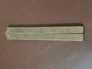 Vintage Wood And Brass Folding Ruler,  Measures 6 Inches To 24 Inches