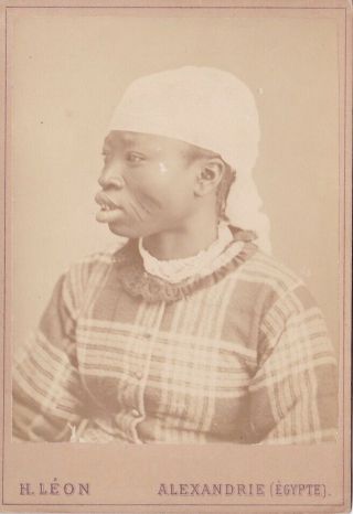 Cabinet Card Photograph Middle East Ethnographic Study Woman Egypt Scarification