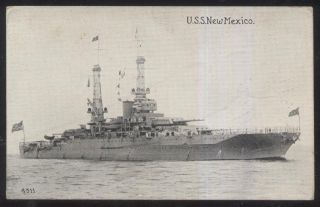 Postcard Us Navy U.  S.  S.  Mexico Battleship View 1910 