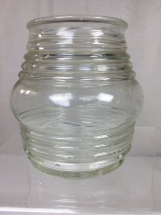 Vintage Jelly Jar Style Molded Clear Glass Porch Hallway Light Cover Globe 4”