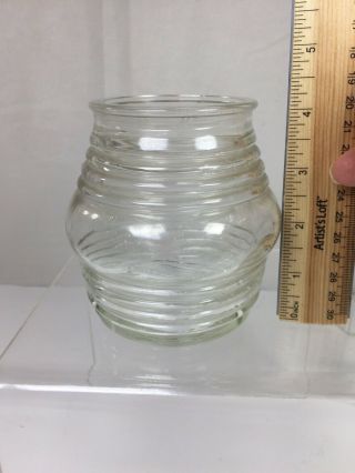 Vintage Jelly Jar Style Molded Clear Glass Porch Hallway Light Cover Globe 4” 2