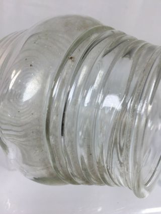 Vintage Jelly Jar Style Molded Clear Glass Porch Hallway Light Cover Globe 4” 4