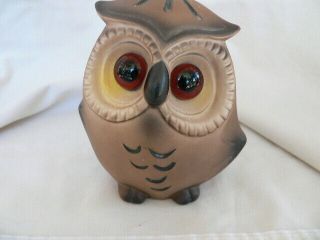 Vintage Josef Originals Ceramic Owl Night Light Lamp Glass Eyes Japan Figurine