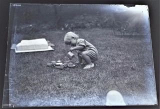 Small Child With Tea Set - Antique Vintage 1920 