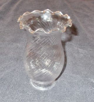 6 Inch Clear Ruffle Top Swirled Glass Chimney Lamp Shade 2 1/4 Inch Fitter End