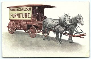Vtg Postcard Antique Washington Frederick Nelson Advertising Horse Cart A5