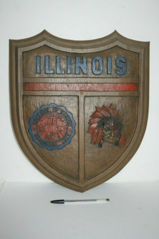 Vintage University Of Illinois Wall Crest Seal Mascot Plaque Logo 1970 Vista Ind
