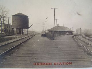Harmon Station Rail Road Rr Vintage Real Photo Picture Postcard Rppc Ohio