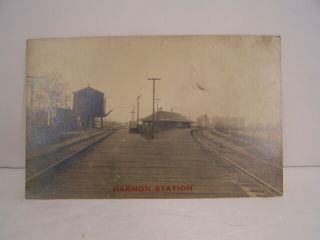harmon station rail road rr vintage real photo picture postcard RPPC ohio 2