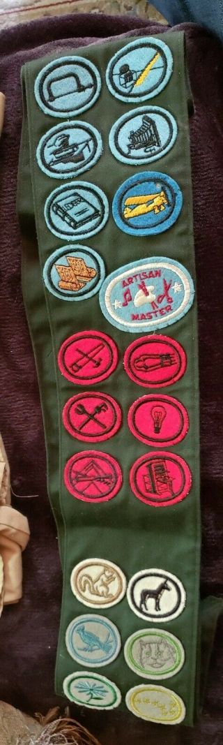 Vintage Sda Mv Club Pathfinder Sash With 34 Honor Patches