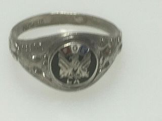 925 Sterling Silver & Enamel Fraternal Order Of Eagles Signet Ring Size 10.  75