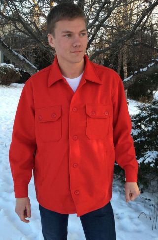 Red Wool Jac - Shirt W/pockets & Silk Liner