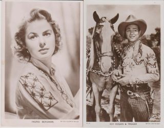 6x Picturegoer Unsigned Postcards,  Danny Kaye,  Ingrid Bergman,  Roy Rogers & Trig